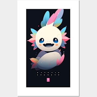 Cute Axolotl Anime Art Design | Cute Animals | Axolotl Hentaii Chibi Kawaii Design Posters and Art